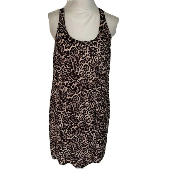 Nation Ltd Paloma Dress Medium M Womens Animal Print Brown Tan Made In USA - Picture 1 of 12
